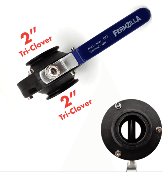 FermZilla Tri-Conical - 2" x 2" Tri-Clamp Butterfly Valve
