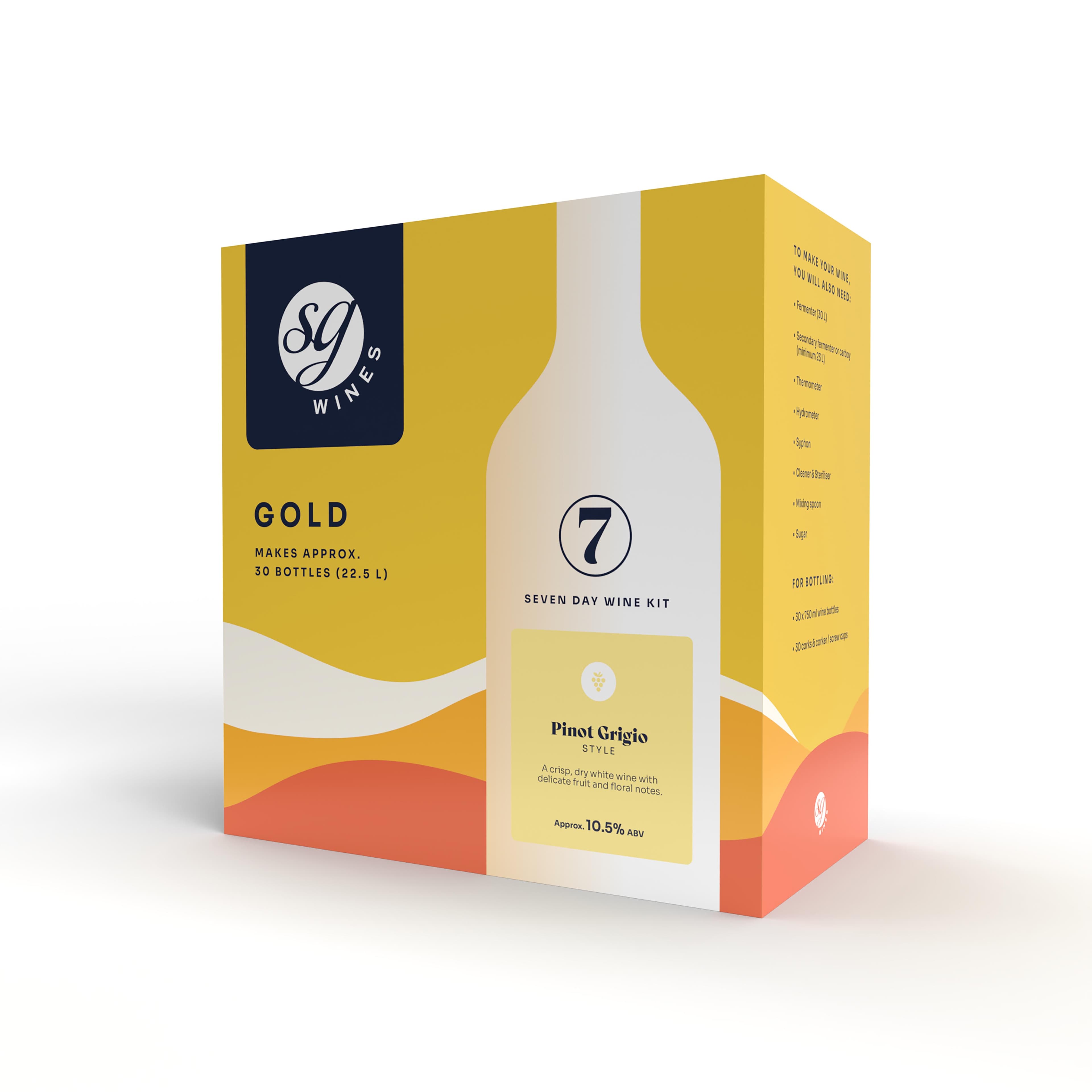 SG Wines Gold 30 Bottle Wine Making Kit - Pinot Grigio