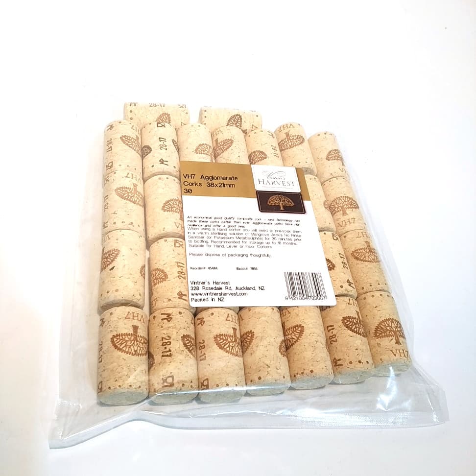 Vintner's Harvest VH7 Agglomerate Corks 38x21mm. Bag of 30